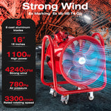 iLIVING - ILG8EF16EX Explosion Proof Utility High Velocity Blower, Fume Extractor, Portable Exhaust and Ventilator Fan, Air Ventilation with 4240 CFM, 3300 RPM (16 Inch)