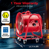 iLIVING - ILG8EF16EX Explosion Proof Utility High Velocity Blower, Fume Extractor, Portable Exhaust and Ventilator Fan, Air Ventilation with 4240 CFM, 3300 RPM (16 Inch)