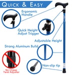 iLiving One-Touch Walking Cane for Women, Men, Seniors – IntuiTrigger One-Hand Operation, Adjustable Height and Sturdy, Lightweight Frame for Comfort, For Mobility, Balance and Rehab, Multiple Colors