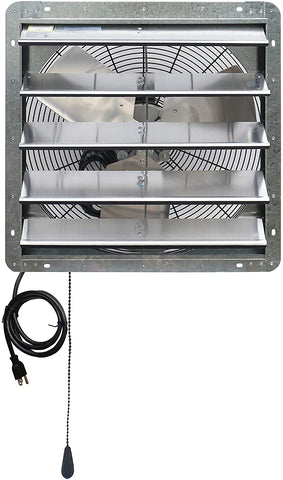 ILG8SF20V-T - iLiving 20 inch Shutter Exhaust Attic Garage Grow Fan, Ventilation fan with 2 Speed Thermostat 6 Foot Long 3 Plugs Cord