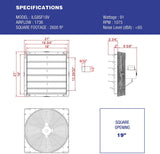 ILG8SF18V - iLIVING 18 Inch Variable Speed Shutter Exhaust Fan, Wall-Mounted