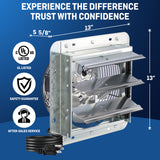 ILG8SF10V-ST - iLIVING 10" Shutter Exhaust Fan with Thermospeed(TM) controller, 65W, 820 CFM, Silver