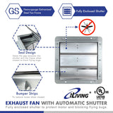 ILG8SF10V - NEW Upgraded iLIVING 10 Inch Variable-Speed Shutter Exhaust Fan, Wall-Mounted, 820 CFM, 65 Watts, 1200 SQFT Coverage Area