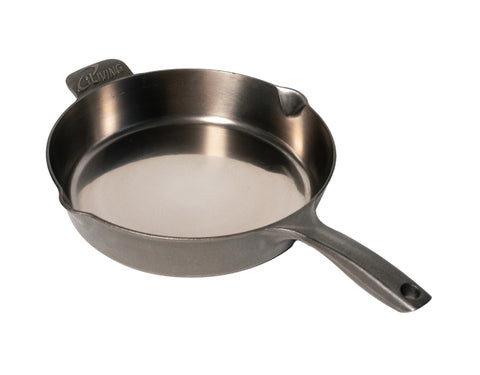 iLiving Unseasoned Modern Heirloom Mirror Polished Cast Iron Skillet Pan 12" (2.7" Wall Height / 3.7 L), Silver