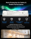 ILG-LED-PS12V60W - iLIVING 12V 60W Class 2 LED Power Supply, Ultra Slim Constant Voltage Under Cabinet Driver with 7 Ports, Independent Output, Centralized Control Signal Port & Quick Connectors, 100-240V AC to 12V DC