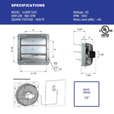 ILG8SF12VC - iLiving 12 Inch Smart Remote Shutter Exhaust Fan with Thermostat, Humidistat, Variable Speed, Timer, Wall Mounted, 12"