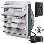 ILG8SF18V-ST - iLIVING 18" Wall Mounted Shutter Exhaust Fan, Automatic Shutter, with Thermostat and Variable Speed controller, 0.85A, 1736 CFM, 2600 SQF Coverage Area, Silver