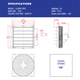 ILG8SF18VC - iLiving 18 Inch Smart Remote Shutter Exhaust Fan with Thermostat, Humidistat, Variable Speed, Timer, Wall Mounted, 18"