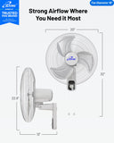 ILG8IN18X - iLiving Glow Oscillating Wall Mount Fan with Adjustable Tilt, 18-inch, 3 Speed, Metal Grille and Blade, 90 Degree Oscillation, Airflow 1650CFM, Ideal for Home, Bedroom, Gym & Office, Greenhouse