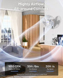 ILG8IN18X - iLiving Glow Oscillating Wall Mount Fan with Adjustable Tilt, 18-inch, 3 Speed, Metal Grille and Blade, 90 Degree Oscillation, Airflow 1650CFM, Ideal for Home, Bedroom, Gym & Office, Greenhouse