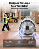 ILG8MF24-77 - iLIVING 24" High Velocity Drum Fan Industrial, Commercial, Residential Air Circulator for Garage, Shop, Patio, Barn, Greenhouse, Speed Control 7700CFM, UL Listed