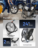 ILG8MF24-77 - iLIVING 24" High Velocity Drum Fan Industrial, Commercial, Residential Air Circulator for Garage, Shop, Patio, Barn, Greenhouse, Speed Control 7700CFM, UL Listed