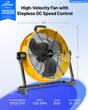 ILG8M20-50DC - iLiving 20 Inches 5703 CFM Heavy Duty High Velocity Barrel Floor Drum Fan With DC Brushless Motor, Stepless Speed Adjustment for Workshop, Garage, Commercial or Industrial Environment, UL Safety Listed