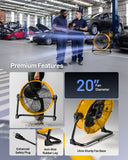 ILG8M20-50DC - iLiving 20 Inches 5703 CFM Heavy Duty High Velocity Barrel Floor Drum Fan With DC Brushless Motor, Stepless Speed Adjustment for Workshop, Garage, Commercial or Industrial Environment, UL Safety Listed