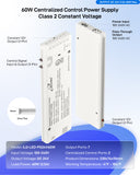 ILG-LED-PS24V60W - iLIVING 24V 60W Class 2 LED Power Supply, Ultra Slim Constant Voltage Under Cabinet Driver with 7 Ports, Independent Output, Centralized Control Signal Port & Quick Connectors, 100-240V AC to 24V DC