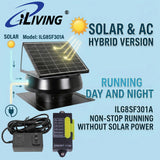 ILG8SF301A - iLiving HYBRID Smart Exhaust Solar Roof Attic Exhaust Fan, 14", 40-Watt, Black, 15-Year Warranty