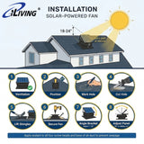 ILG8SF301A - iLiving HYBRID Smart Exhaust Solar Roof Attic Exhaust Fan, 14", 40-Watt, Black, 15-Year Warranty