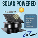 ILG8SF301 - iLIVING HYBRID Ready Smart Exhaust Solar Roof Attic Exhaust Fan, 14", 40-Watt, Black, Round, 15-Year Warranty, Cools up to 2900 sq ft