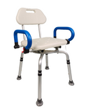 iLiving ILG-608 Waterproof Aluminum Shower Chair with Rotating Seat Backrest and Padded Armrests