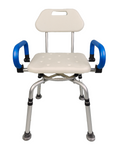 iLiving ILG-608 Waterproof Aluminum Shower Chair with Rotating Seat Backrest and Padded Armrests