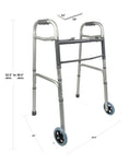 iLIVING ILG-670 Adjustable Height 2-Button Foldable Rolling Walker with Front Wheels - Lightweight, Durable Mobility Aid Stand-Assist Feature for Adults