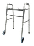 iLIVING ILG-670 Adjustable Height 2-Button Foldable Rolling Walker with Front Wheels - Lightweight, Durable Mobility Aid Stand-Assist Feature for Adults