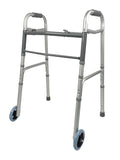 iLIVING ILG-670 Adjustable Height 2-Button Foldable Rolling Walker with Front Wheels - Lightweight, Durable Mobility Aid Stand-Assist Feature for Adults