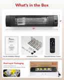 Dr Infrared Heater DR-238 Carbon Infrared Outdoor Heater for Restaurant, Patio, Backyard, Garage, and Decks, Standard, Wall or Ceiling Mount with Remote, 1500-Watt, Black