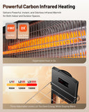 DR-298 - DR. INFRARED HEATER DR-298 Freestanding Portable Infrared Space Heater, 1500W Indoor Outdoor Use, Wall/Ceiling Mountable, Remote Control, 3 Heat Settings, Timer, Tip-Over & Overheat Protection, Black