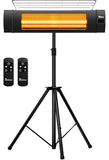 DR. INFRARED HEATER DR-338 Carbon Infrared Patio Heater with Tripod, Optional On/Off Tip-Over Protection, Freestanding or Wall-Mounted, Black