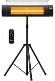 DR. INFRARED HEATER DR-338 Carbon Infrared Patio Heater with Tripod, Optional On/Off Tip-Over Protection, Freestanding or Wall-Mounted, Black