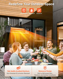 DR. INFRARED HEATER DR-338 Carbon Infrared Patio Heater with Tripod, Optional On/Off Tip-Over Protection, Freestanding or Wall-Mounted, Black