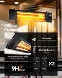 DR. INFRARED HEATER DR-338 Carbon Infrared Patio Heater with Tripod, Optional On/Off Tip-Over Protection, Freestanding or Wall-Mounted, Black