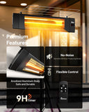 DR. INFRARED HEATER DR-338 Carbon Infrared Patio Heater with Tripod, Optional On/Off Tip-Over Protection, Freestanding or Wall-Mounted, Black