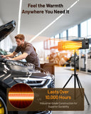 DR. INFRARED HEATER DR-338 Carbon Infrared Patio Heater with Tripod, Optional On/Off Tip-Over Protection, Freestanding or Wall-Mounted, Black