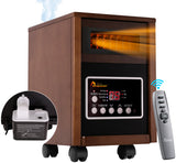 DR-998W - DR. INFRARED HEATER DR-998, 1500W Dual Heating Infrared Space Heater with Humidifier, Oscillation, Remote Control, Thermostat & Safety Protection, Portable with Wheels, Energy Efficient, Walnut