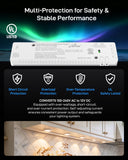 ILG-LED-PS12V24W - iLIVING 12V 24W Class 2 LED Power Supply, Ultra Slim Constant Voltage Under Cabinet Driver with 6 Output Ports, Centralized Control Signal Port & Quick Connectors, 100-240V AC to 12V DC, UL Listed
