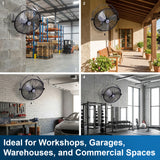 ILG8E18P - iLIVING 18 Inch Wall Mount Fan, 4550 CFM High Velocity Metal Fan with 3 Speeds, Sealed Motor & 360° Tilt, Heavy Duty Wall/Ceiling Mount Fan for Garage, Warehouse, Barn, Greenhouse, Workshop