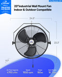 ILG8E20 - iLIVING 20 Inch Industrial Wall Mount Fan, 4750 CFM High Velocity, Outdoor Rated, 3-Speed, UL Listed for Garage, Patio, Warehouse, Barn, and Commercial Use