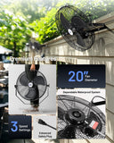 ILG8E20 - iLIVING 20 Inch Industrial Wall Mount Fan, 4750 CFM High Velocity, Outdoor Rated, 3-Speed, UL Listed for Garage, Patio, Warehouse, Barn, and Commercial Use
