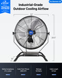 ILG8E20-15 - iLIVING 20" Wall Mounted/Floor Stand Variable Speed Indoor/Outdoor Fan, Industrial grade for Patio, Greenhouse, Garage, Workshop, and Loading Dock, 4650 CFM, Black