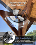ILG8E20-15 - iLIVING 20" Wall Mounted/Floor Stand Variable Speed Indoor/Outdoor Fan, Industrial grade for Patio, Greenhouse, Garage, Workshop, and Loading Dock, 4650 CFM, Black