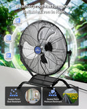 ILG8E20-15 - iLIVING 20" Wall Mounted/Floor Stand Variable Speed Indoor/Outdoor Fan, Industrial grade for Patio, Greenhouse, Garage, Workshop, and Loading Dock, 4650 CFM, Black