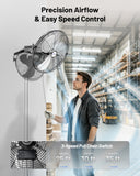 ILG8E20P - iLIVING 20 Inch Wall Mount Fan, 4750 CFM High Velocity Metal Fan with 3 Speeds, Sealed Motor & 360° Tilt, Heavy Duty Wall/Ceiling Mount Fan for Garage, Warehouse, Barn, Greenhouse, Workshop & Commercial Spaces