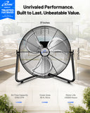 ILG8F20 - iLIVING 20 Inch Heavy Duty Floor & Wall Mount Fan - 5750 CFM High Velocity, 120-Watt, 3-Speed, Industrial Cooling for Garage, Workshop, Office, Home - UL Listed, Black