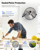 ILG8F20 - iLIVING 20 Inch Heavy Duty Floor & Wall Mount Fan - 5750 CFM High Velocity, 120-Watt, 3-Speed, Industrial Cooling for Garage, Workshop, Office, Home - UL Listed, Black