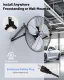 ILG8F20 - iLIVING 20 Inch Heavy Duty Floor & Wall Mount Fan - 5750 CFM High Velocity, 120-Watt, 3-Speed, Industrial Cooling for Garage, Workshop, Office, Home - UL Listed, Black