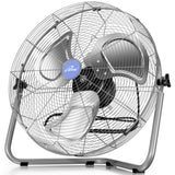 ILG8F21 - iLIVING 20" 7500 CFM Turbo High Velocity Floor Fan, 3-Speed Heavy Duty Metal Fan for Office, Commercial, Workstation, Greenhouse, Garage, Warehouse, Shop Attic Use, Silver, UL Listed