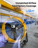 ILG8M36-90DC - iLiving 36 Inches 16000 CFM Heavy Duty High Velocity Barrel Floor Drum Fan with DC Brushless Motor, Stepless Speed Adjustment for Workshop, Garage, Commercial or Industrial Environment, UL Safety Listed