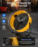 ILG8M36-90DC - iLiving 36 Inches 16000 CFM Heavy Duty High Velocity Barrel Floor Drum Fan with DC Brushless Motor, Stepless Speed Adjustment for Workshop, Garage, Commercial or Industrial Environment, UL Safety Listed